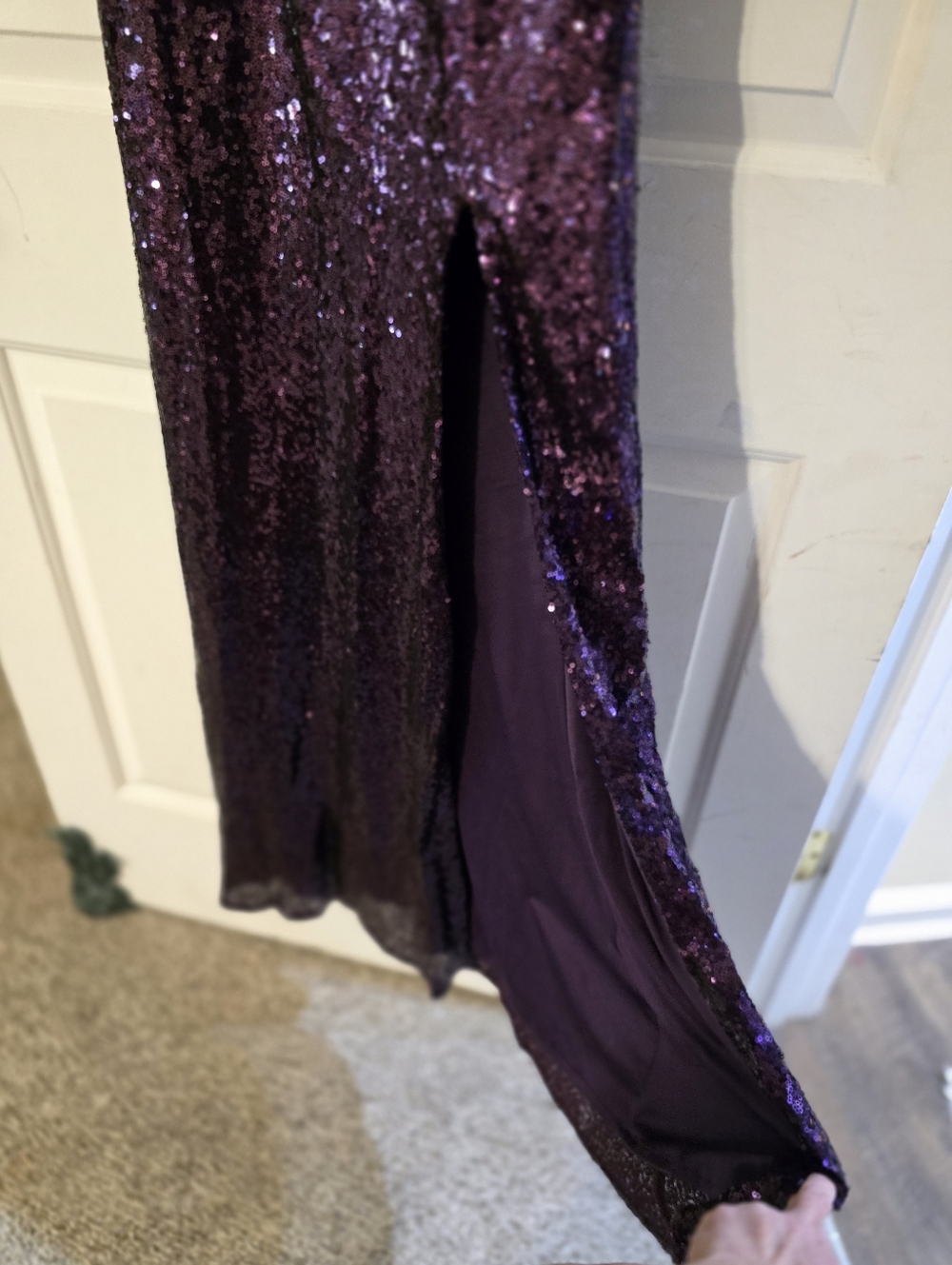 Dancing Queen Deep Purple Sequin Slip Gown - Picture 7 of 9